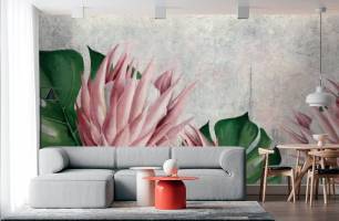 Wybierz Fototapeta Kwiaty karczochy na betonym tłe Tapeta w salonie na ścianę