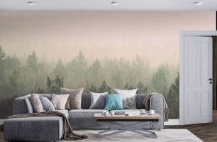 Wybierz Fototapeta Rożowy las we mgłe Tapeta w salonie na ścianę