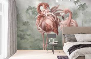 Wybierz Fototapeta Flamingi w tropikach Domowe ognisko na ścianę