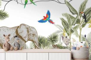 Wybierz Fototapeta Zwierzaki w tropikach Tapety do pokoju dziecięcego na ścianę