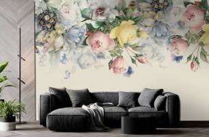 Wybierz Fototapeta Delikatne zabytkowe kwiaty z sufitu  na ścianę