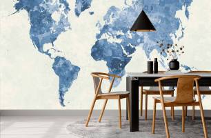 Wybierz Fototapeta Mapa świata niebieski Mapa tapety świata na ścianę