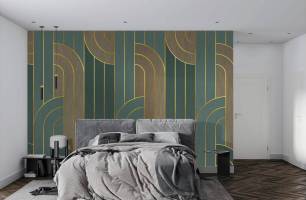 Wybierz Fototapeta Wzór złote linie turkusowe tło Tapeta do biura na ścianę