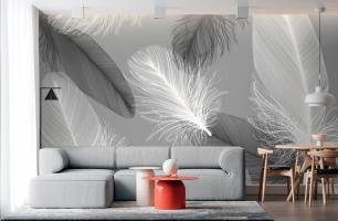 Wybierz Fototapeta Szare pióra Tapeta w sypialni na ścianę