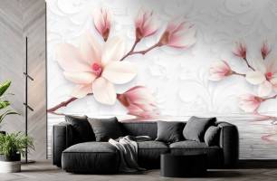 Wybierz Fototapeta 3d magnolia Fototapeta kwiaty 3D na ścianę