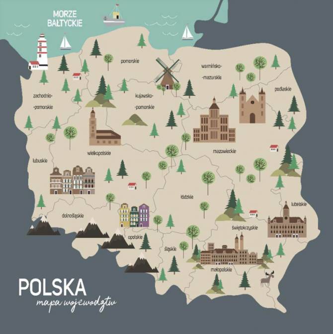 Fototapeta Polska mapa województw