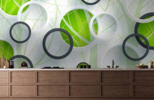 Wybierz Fototapeta zielone kółka i drzewo 3D geometryczna na ścianę