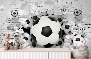 Wybierz Fototapeta 3D ściana z piłką Tapety do pokoju dziecięcego na ścianę